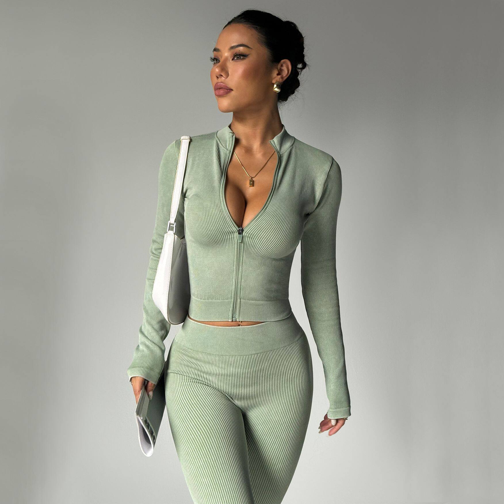Women's Fitness Set Long Sleeve Jacket and Leggings